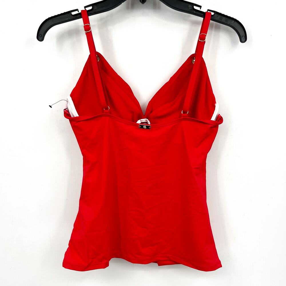 LAUREN RALPH LAUREN Womens Tankini Top Size 6 Red Toggle-Trim NWOT - Picture 6 of 12